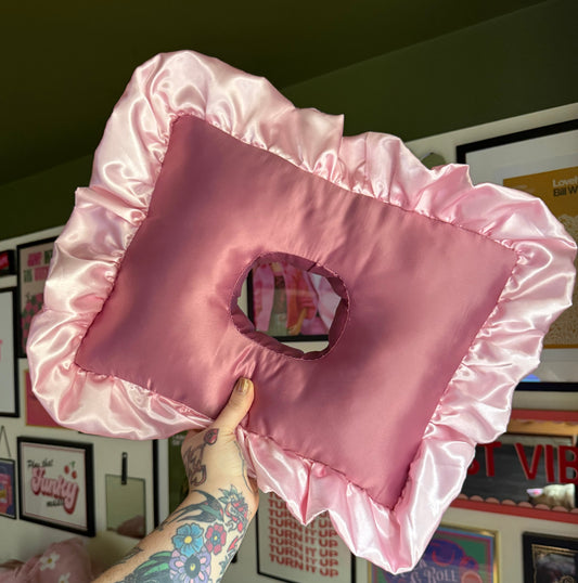 Luxury Large Raspberry Delight/Light Pink Satin Frilled Cushion