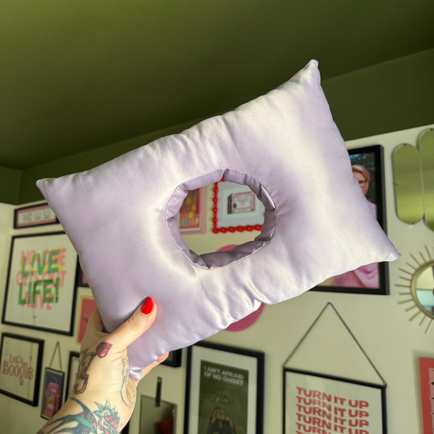 Lilac Pink Satin Cushion