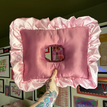 Luxury Large Raspberry Delight/Light Pink Satin Frilled Cushion