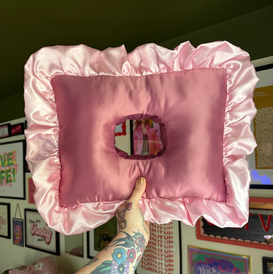 Luxury Large Raspberry Delight/Light Pink Satin Frilled Cushion