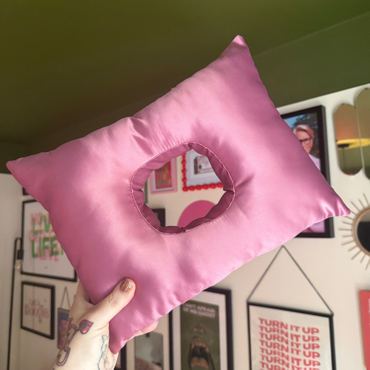 Raspberry Delight Satin Cushion