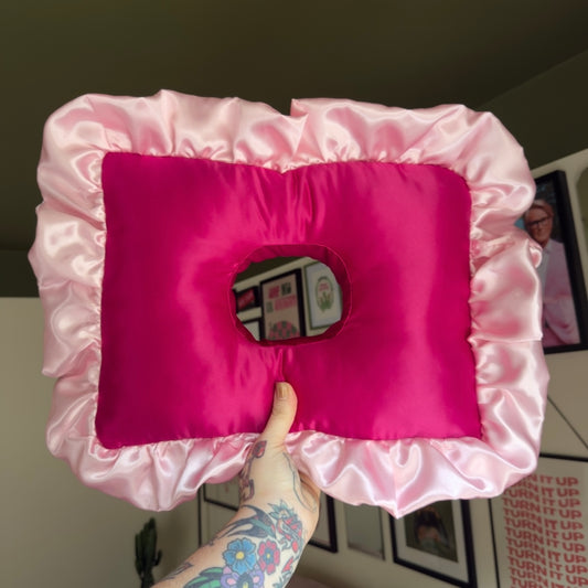 Large Luxury Hot Pink/ Light Pink Frilled Satin Cushion