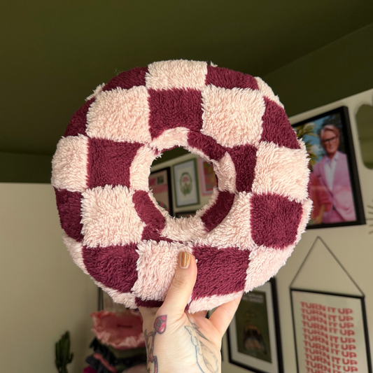 Burgundy & Pink Checkerboard Cushion - LIMITED EDITION