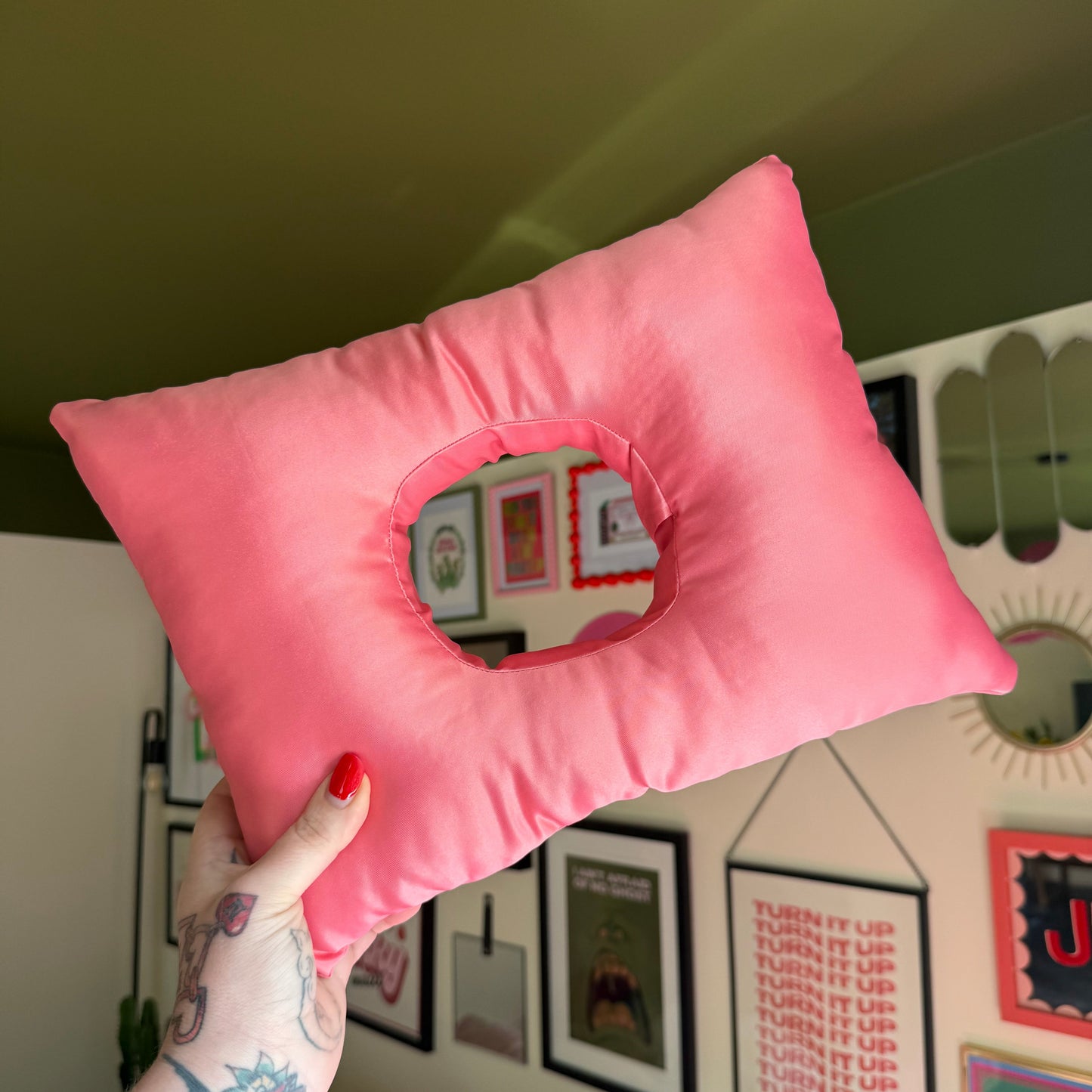 Coral Satin Cushion