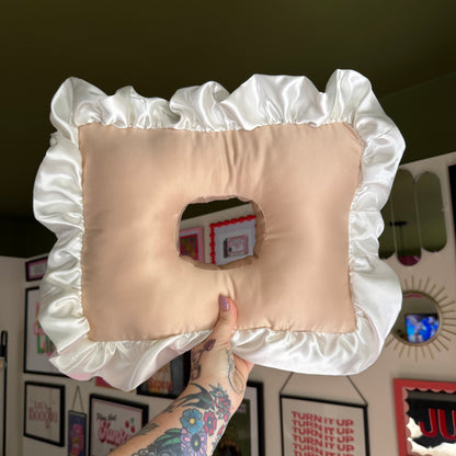 Luxury Large Gold/Cream Satin Frilled Cushion