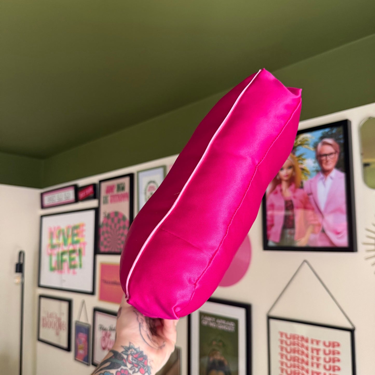 Deep Filled Hot Pink Satin Cushion