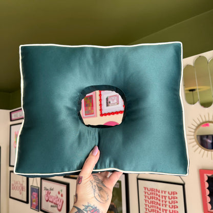 Deep Filled Bottle Green Satin Cushion