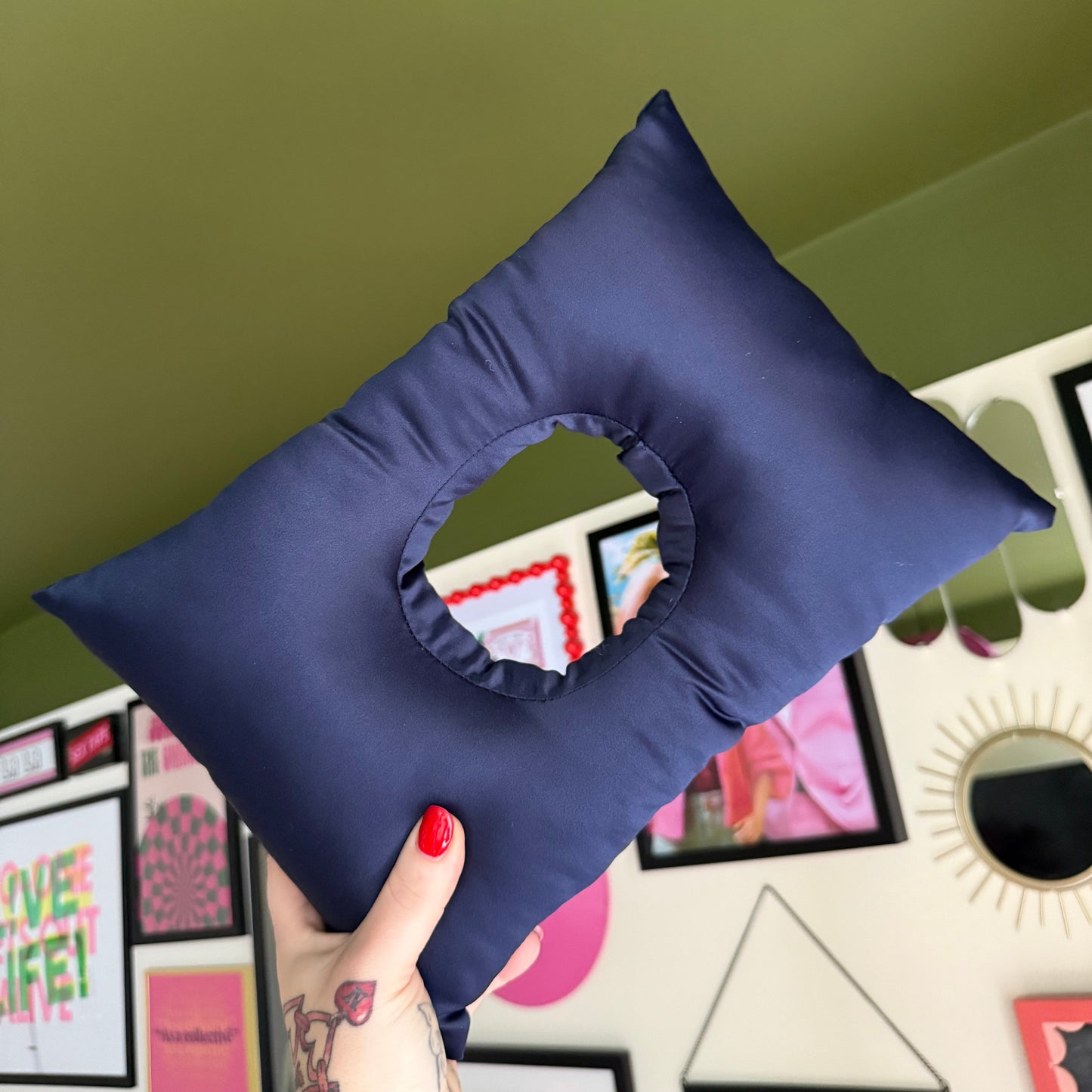 Navy Satin Cushion