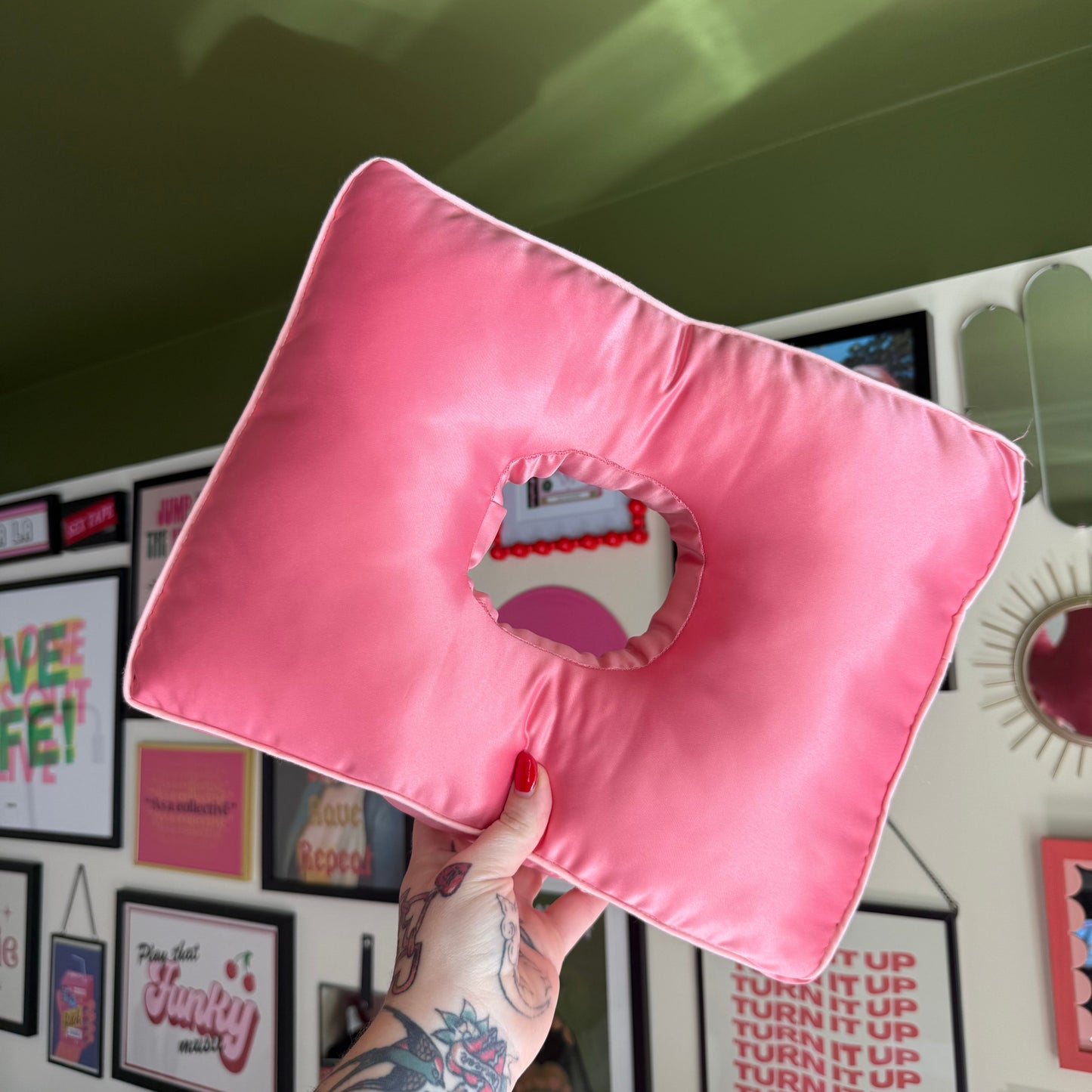 Deep Filled Coral Satin Cushion