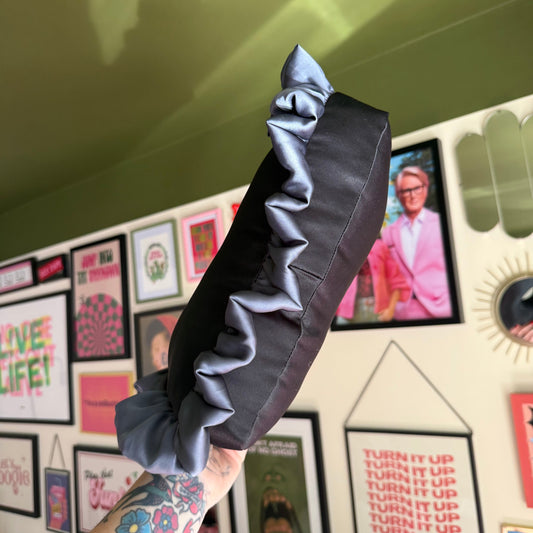 Luxury Large Black Satin Frilled Cushion
