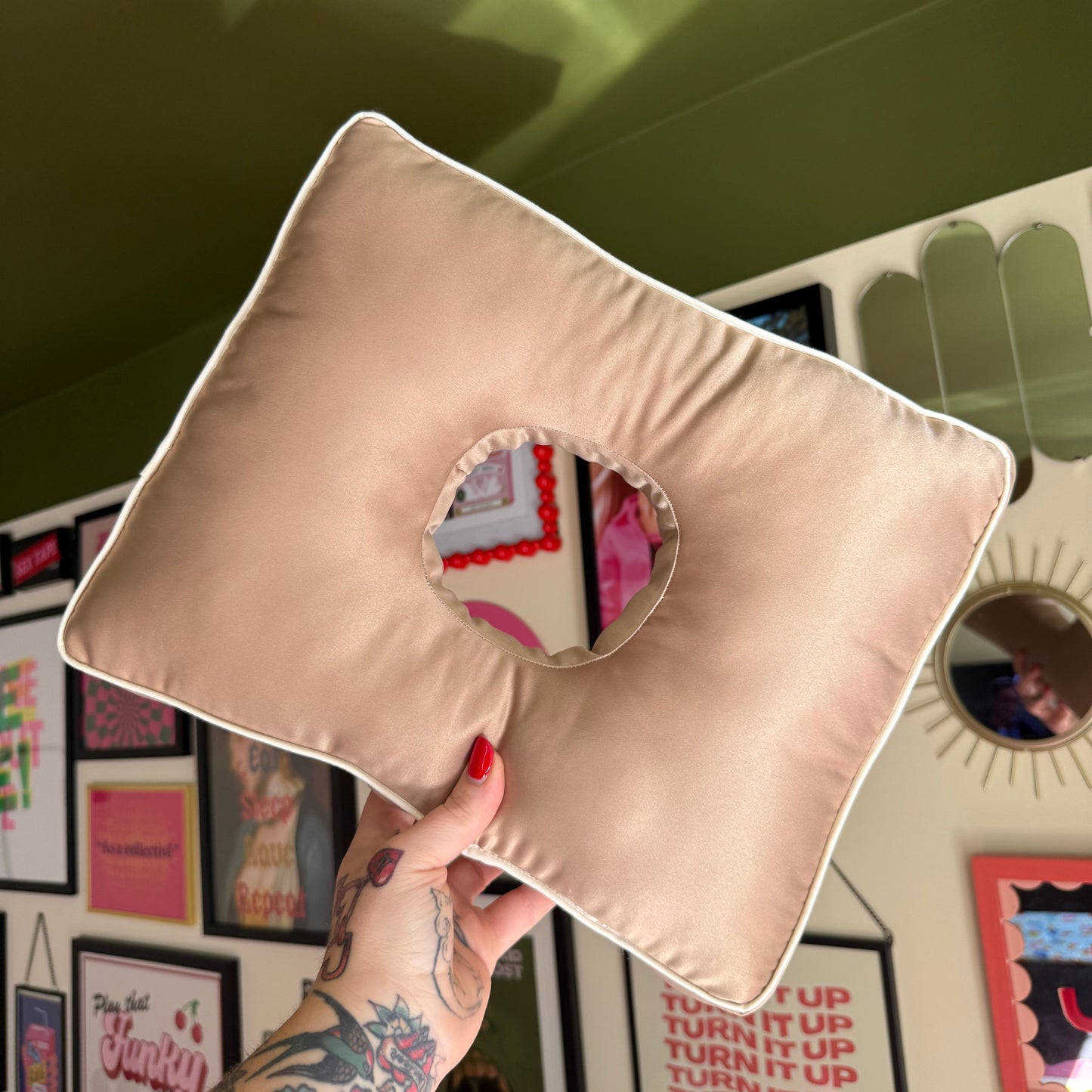 Deep Filled Gold Satin Cushion